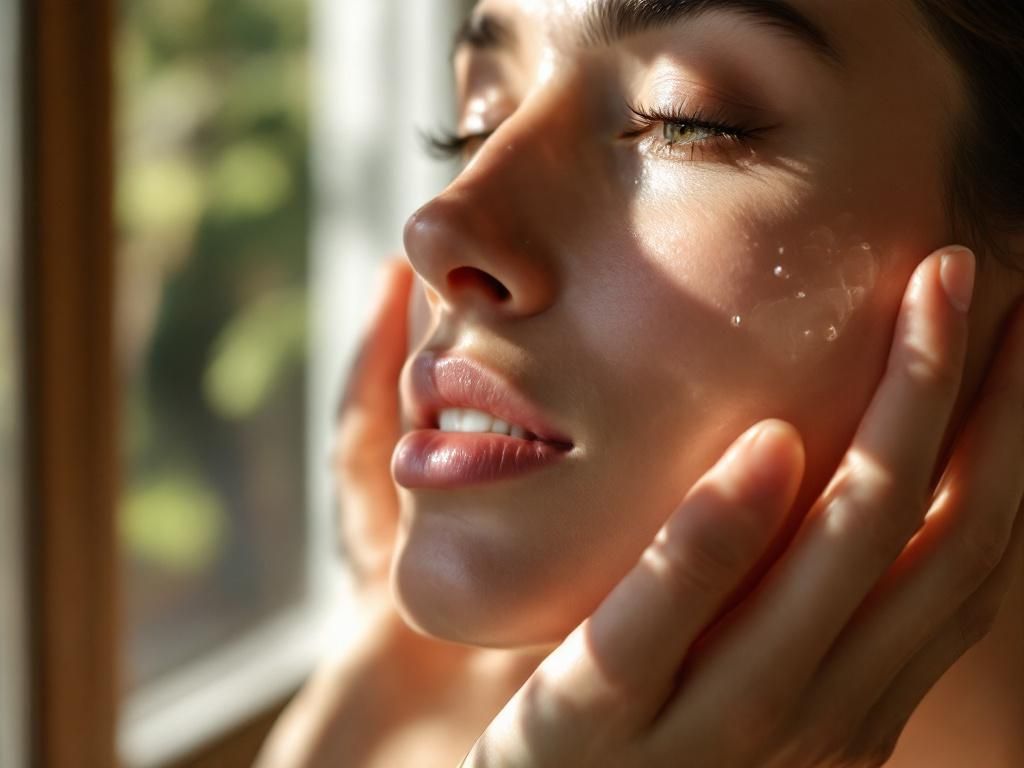 Hands applying CBD serum