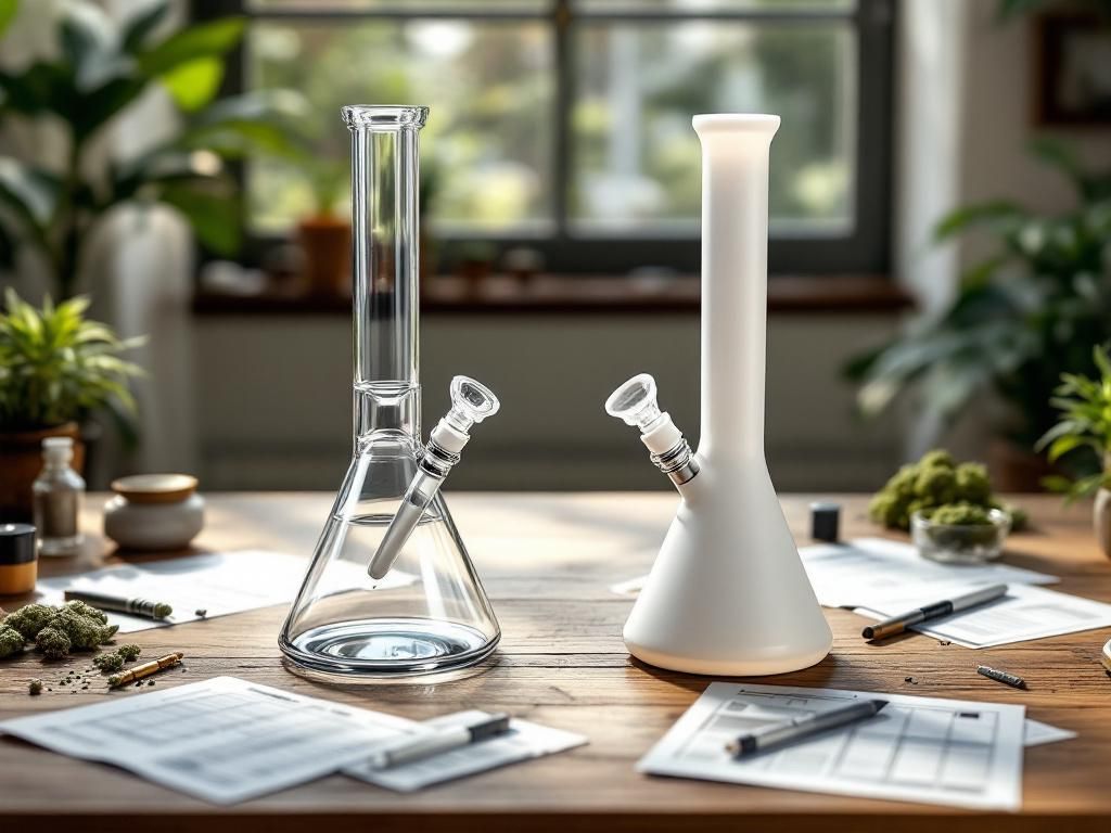 Glass versus silicone bong comparison setup