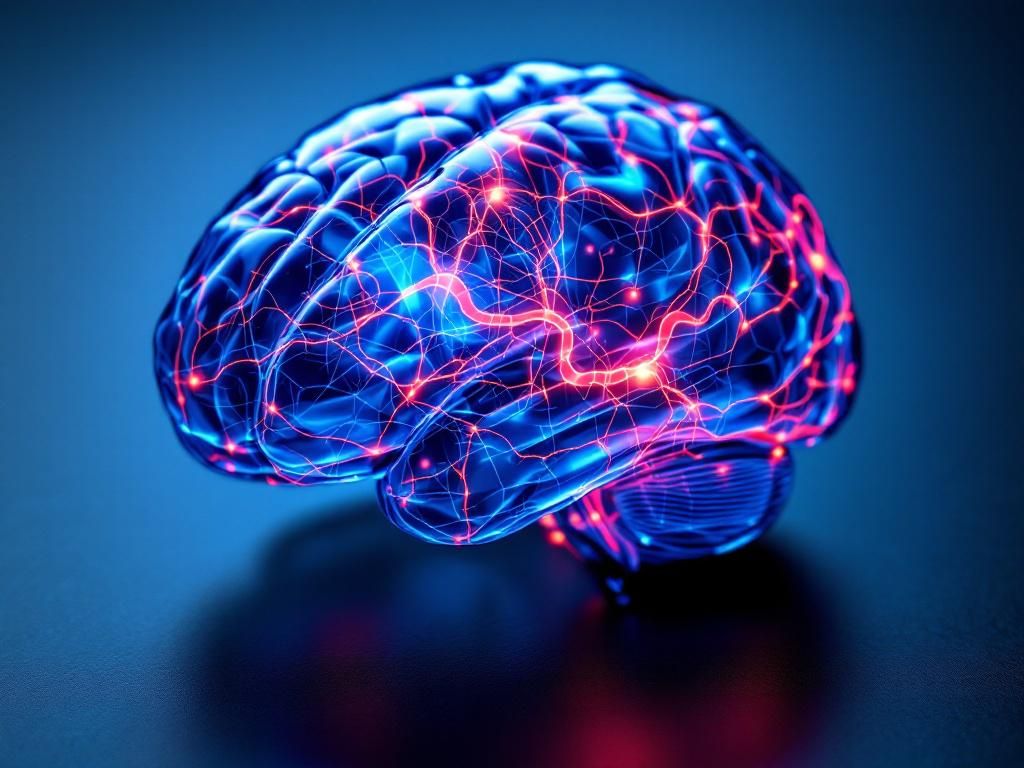 Brain showing neural pathway interactions