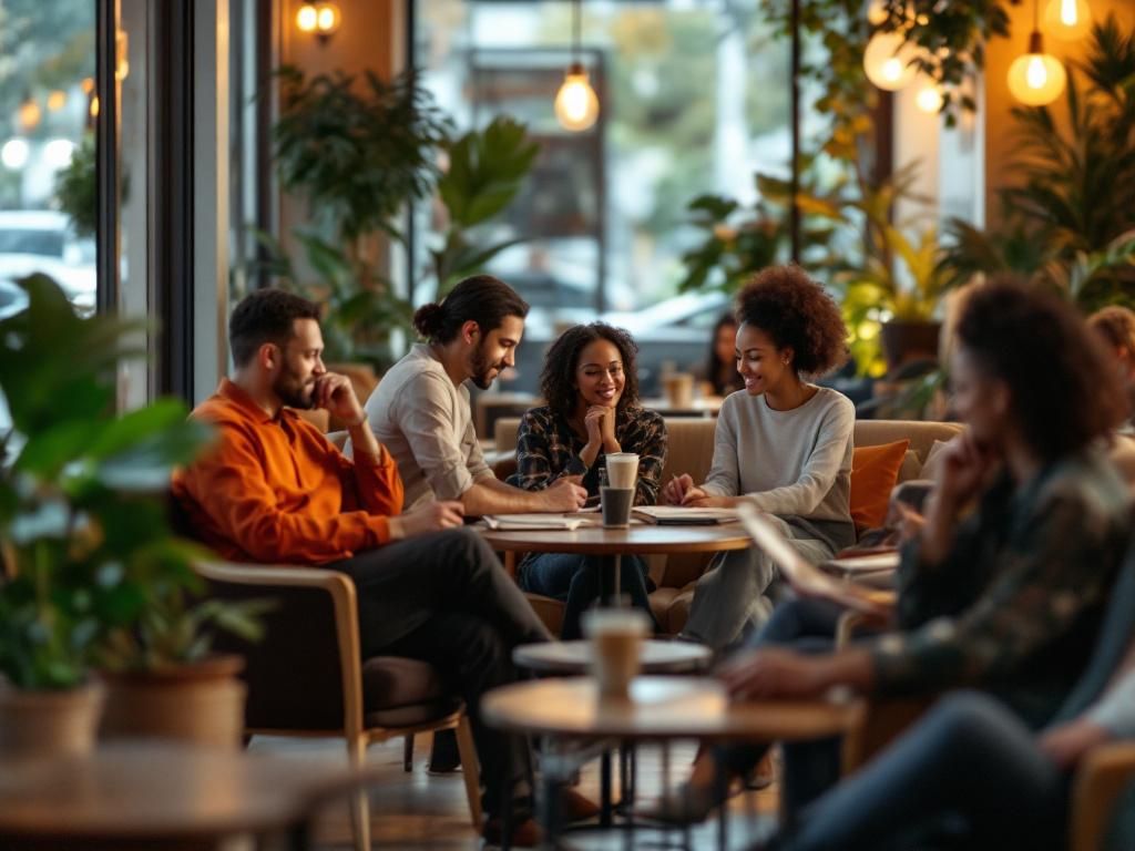 People socializing in cannabis cafe