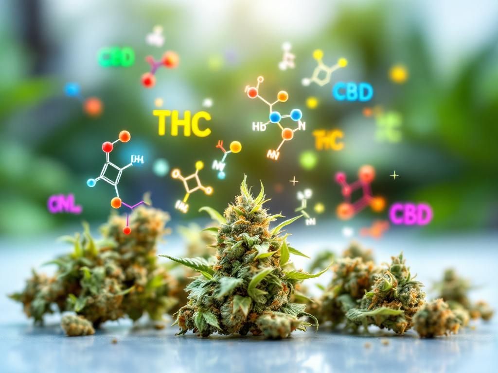 Cannabis compounds and molecular structures visualization