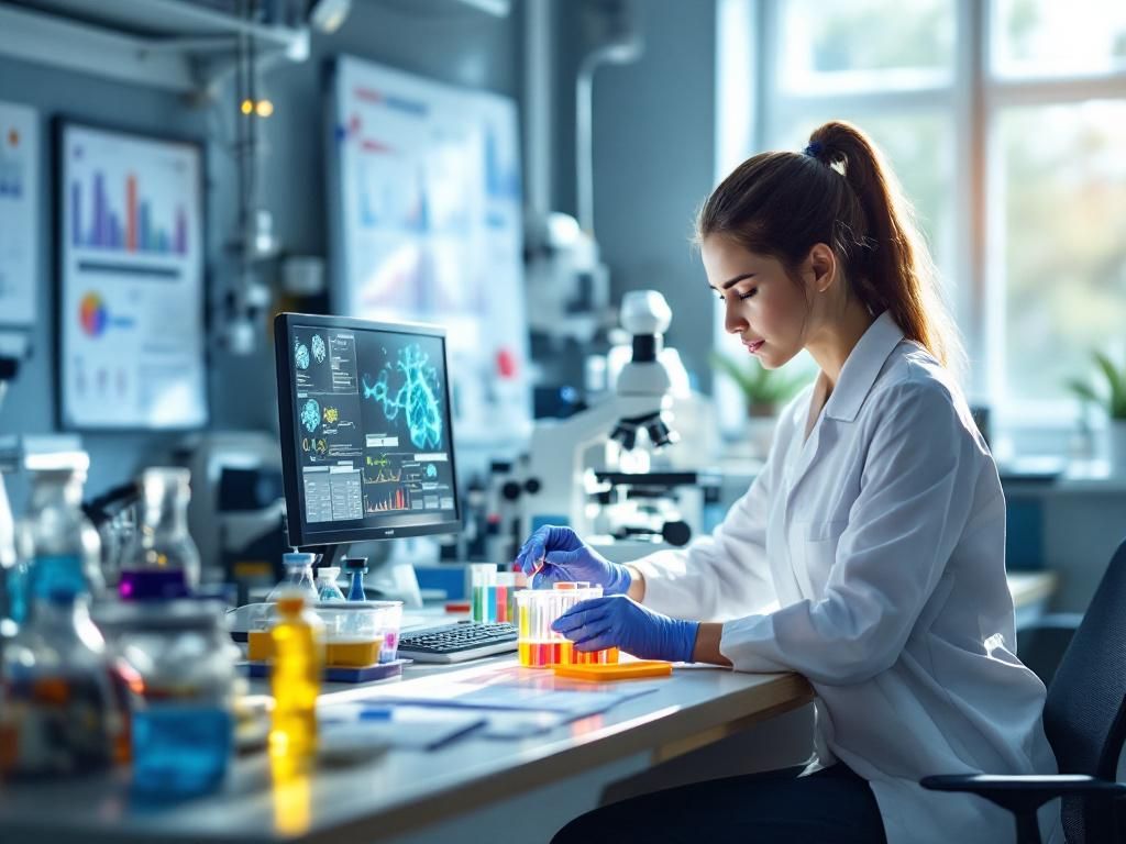 Researcher studying cannabis cholesterol effects in laboratory