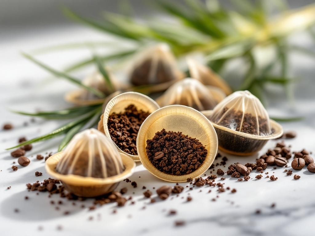 Detailed view of decaf cannabis coffee pods