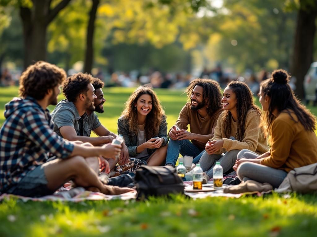 Cannabis community members discussing in park