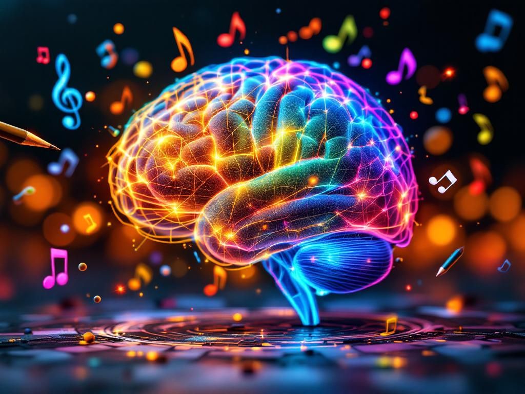 Brain showing creative neural pathways
