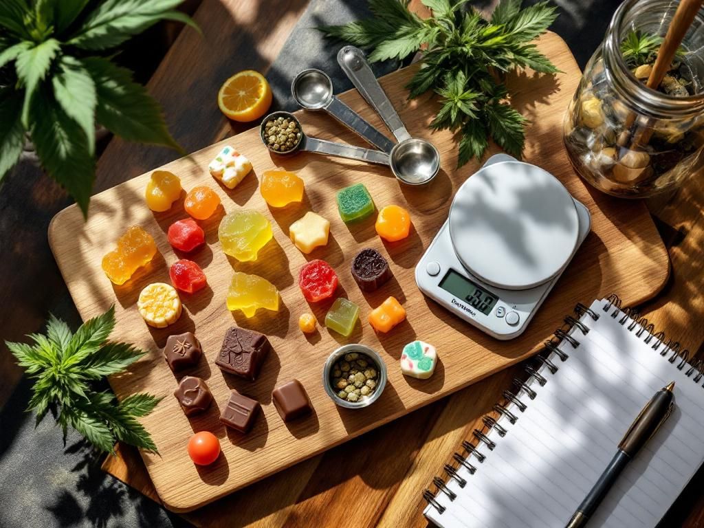 Cannabis edibles with measuring tools for dosing