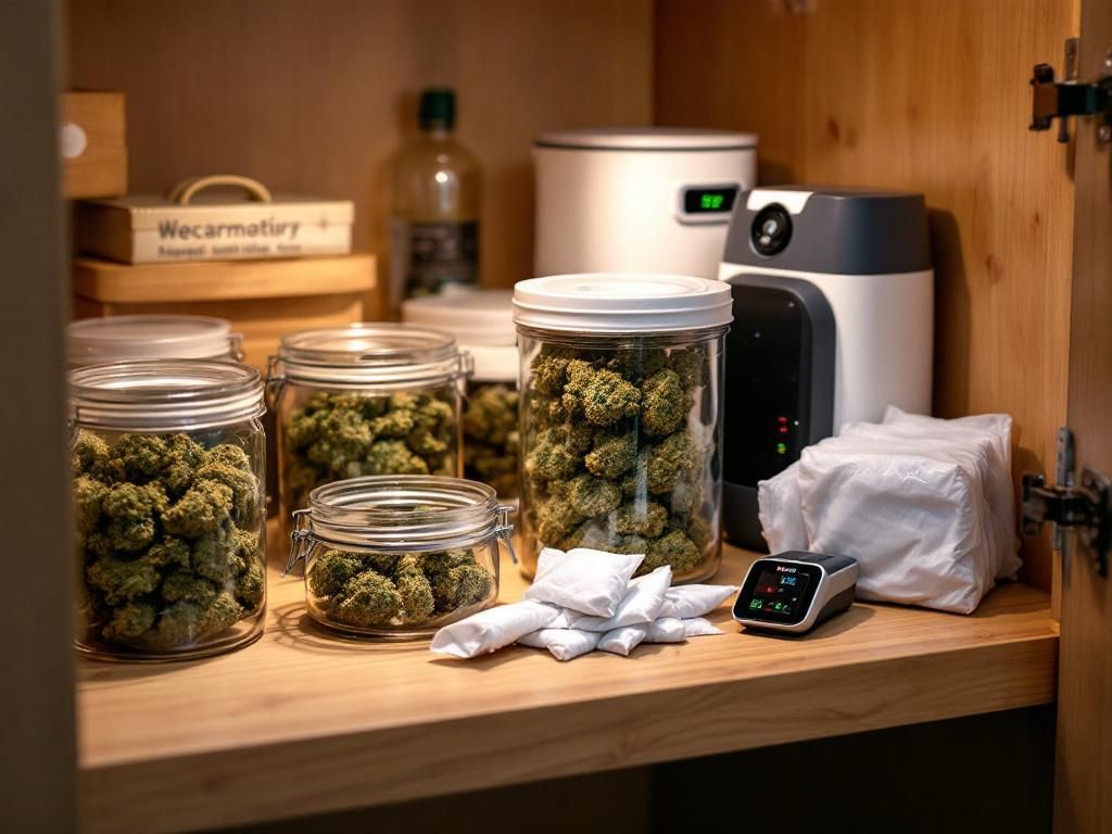 Proper cannabis flower storage containers and setup