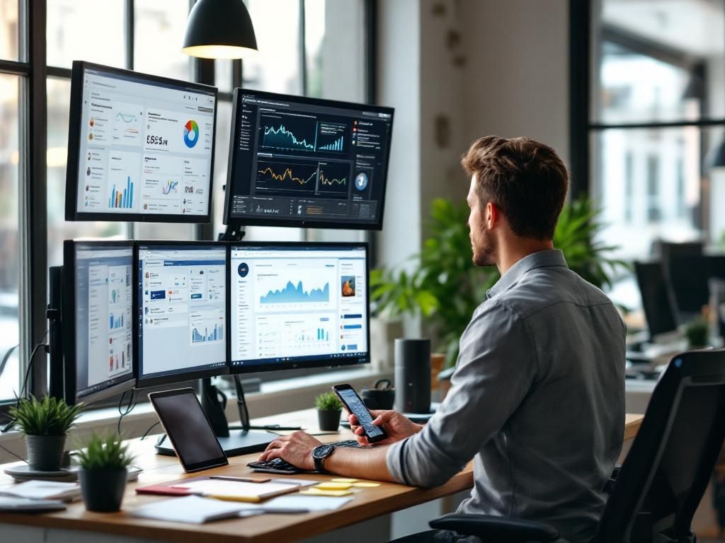Marketing professional analyzing digital campaigns