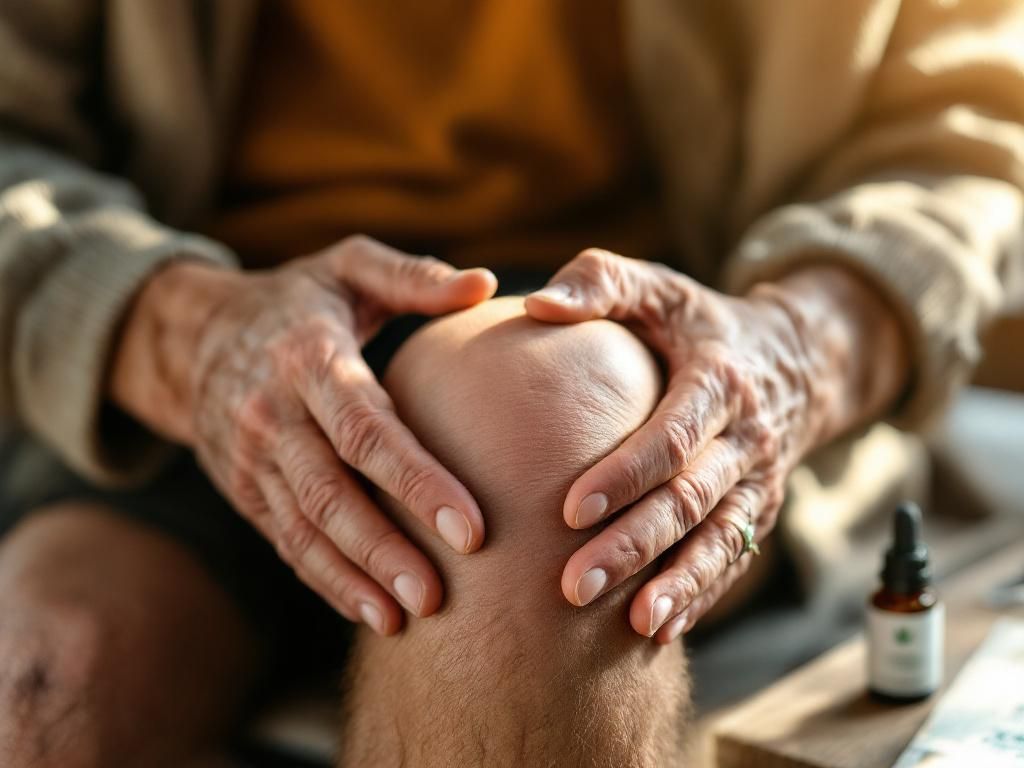 Elderly hands applying topical cannabis for pain