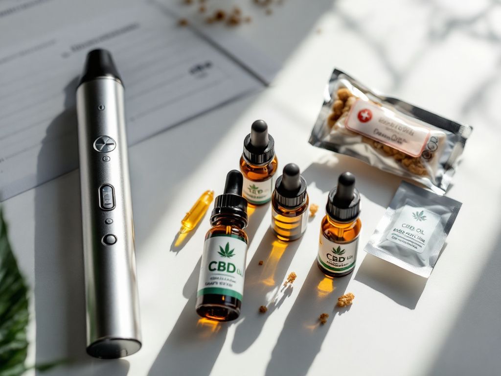 Various legal cannabis products and medical supplies