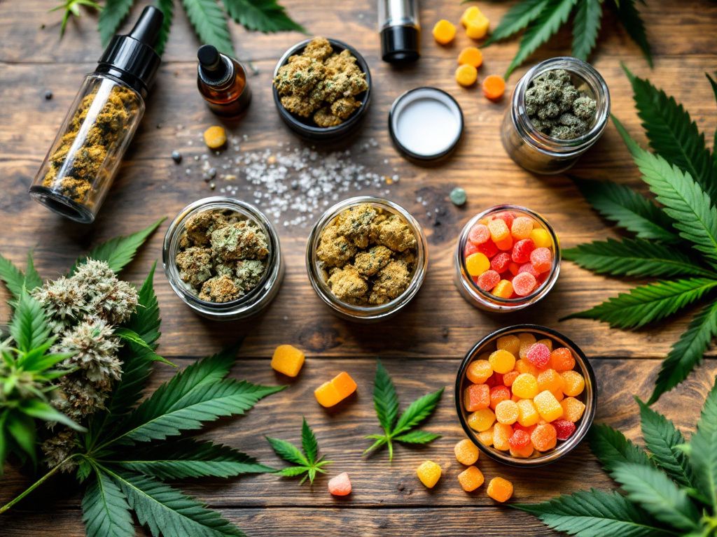 Diverse selection of cannabis products and strains