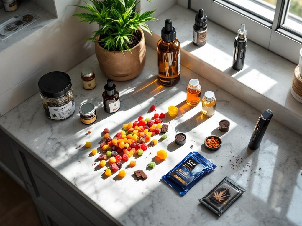 Cannabis edibles and vape products variety