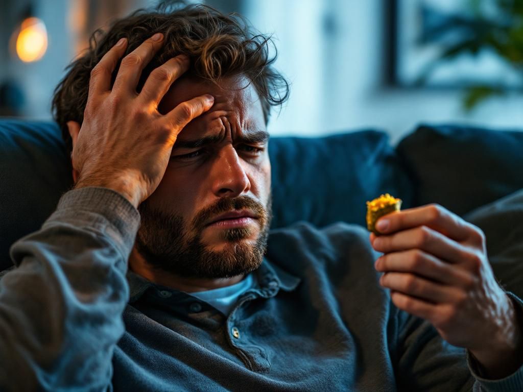 Person experiencing cannabis side effects safely