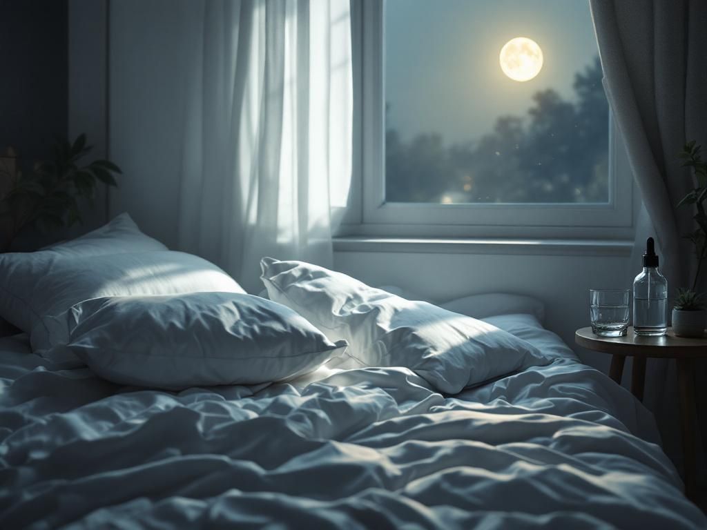 Peaceful bedroom setting with cannabis sleep aids