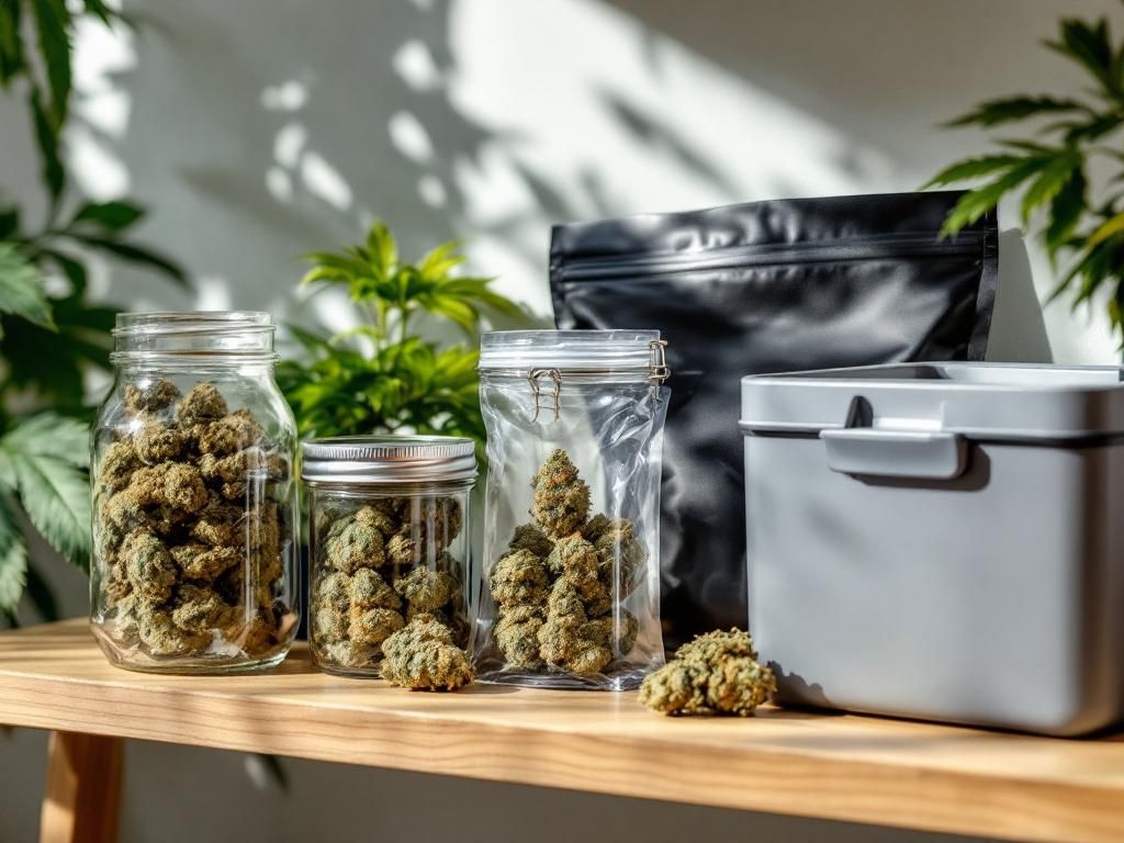 Airtight cannabis storage containers and bags