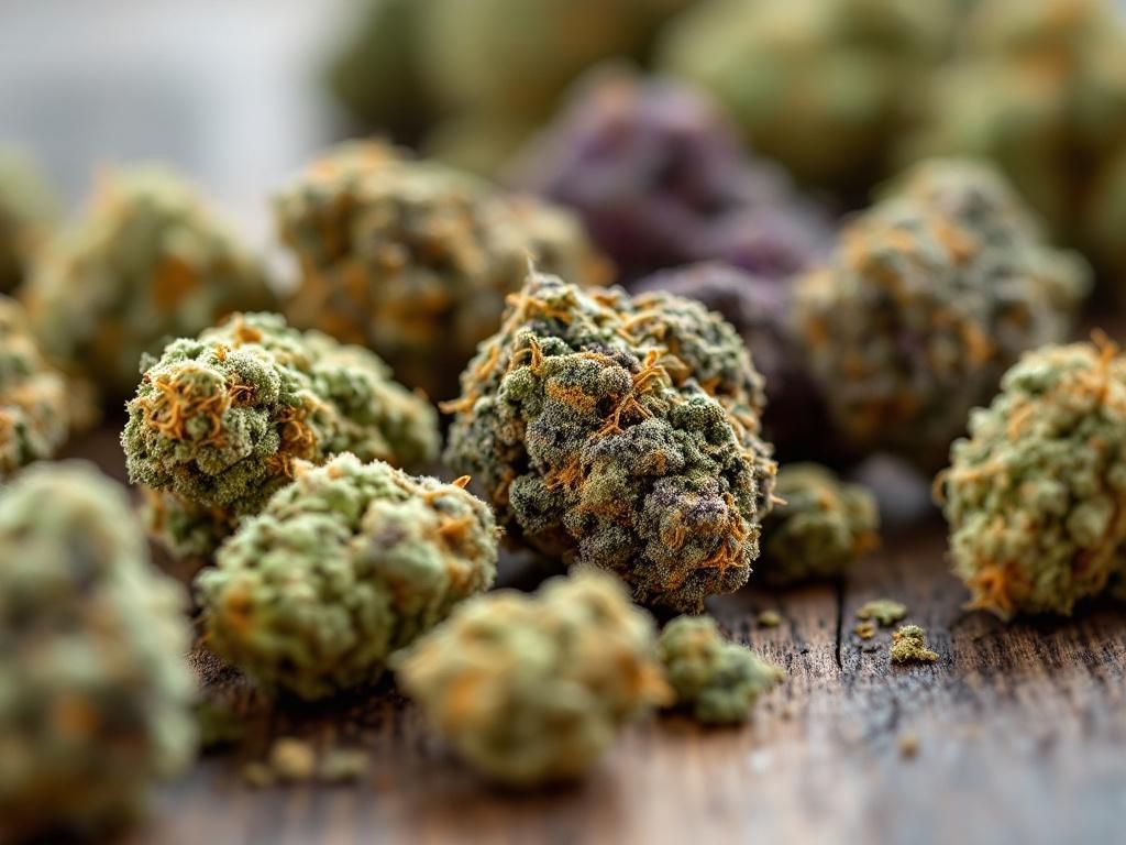 Different cannabis strains and flower types