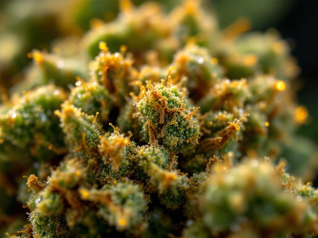 Cannabis terpenes and trichomes close-up detail