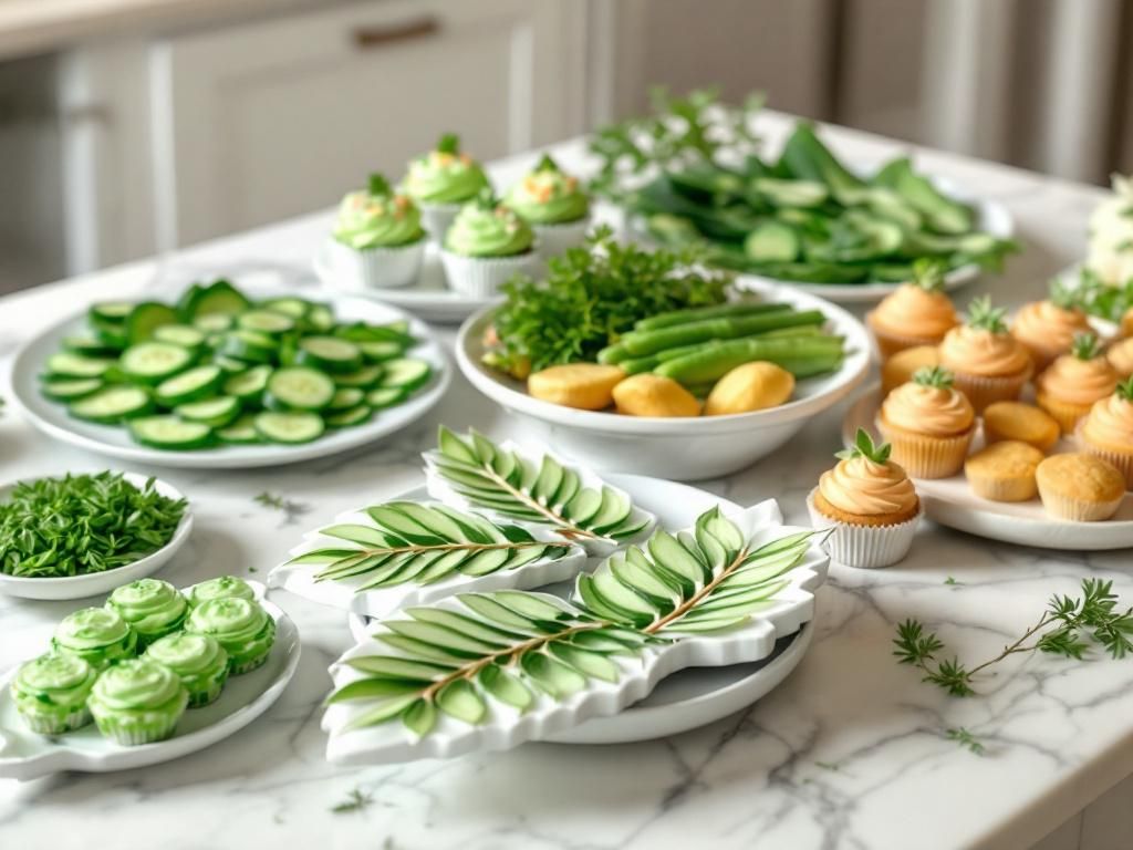 Green-themed party food and appetizers