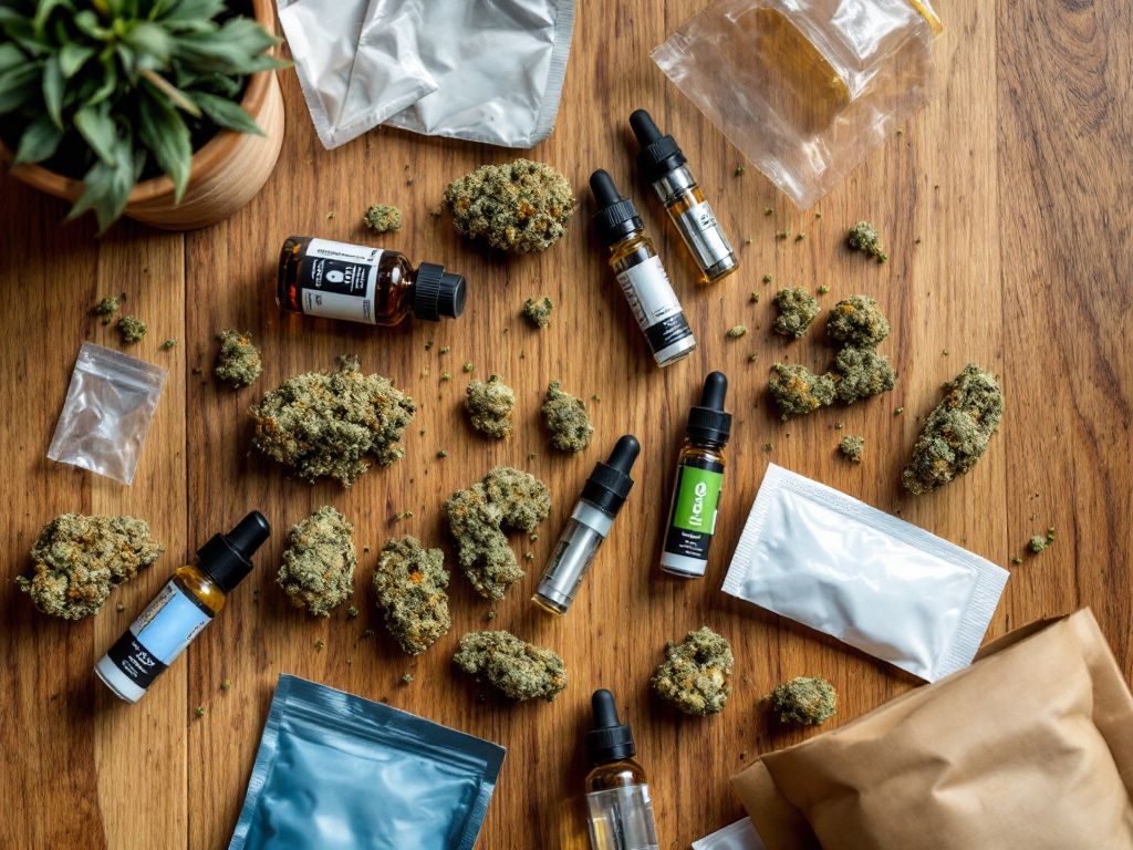 Different types of cannabis waste materials