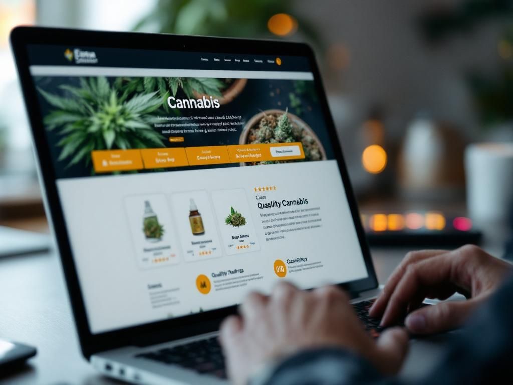 Professional cannabis website product selection interface