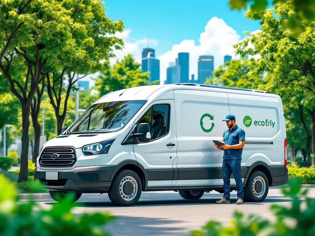 Eco-friendly cannabis delivery van with solar panels