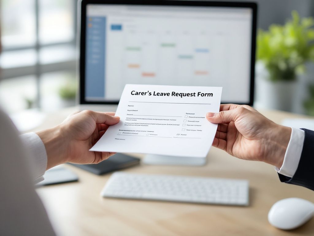 Employee submitting carer's leave request to manager