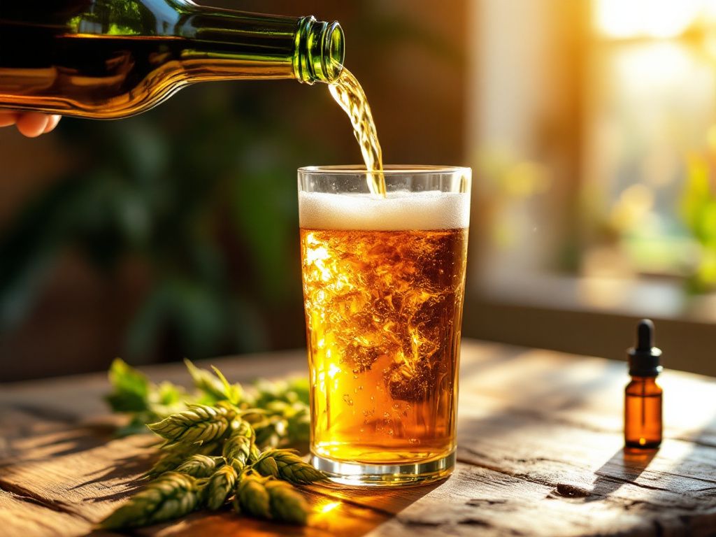 CBD beer being poured into glass