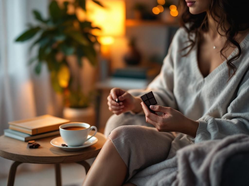 Evening wellness routine with CBD chocolate