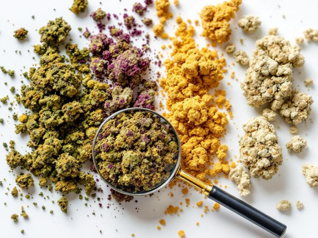 CBD flower strain quality comparison display