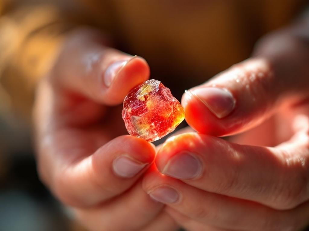 Person holding colorful CBD gummy