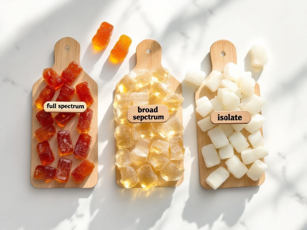 Different types of CBD gummies displayed