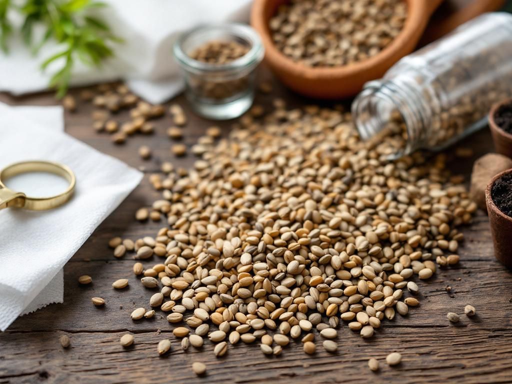 Hemp seeds and germination supplies