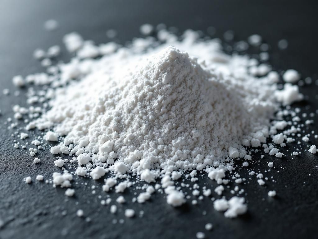 Close-up view of crystalline CBD powder