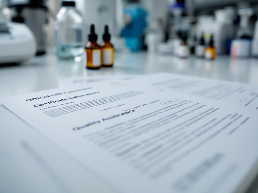 CBD laboratory testing certificates display