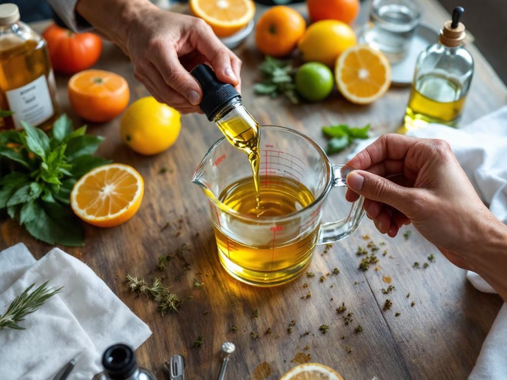 Measuring CBD oil for mocktail preparation