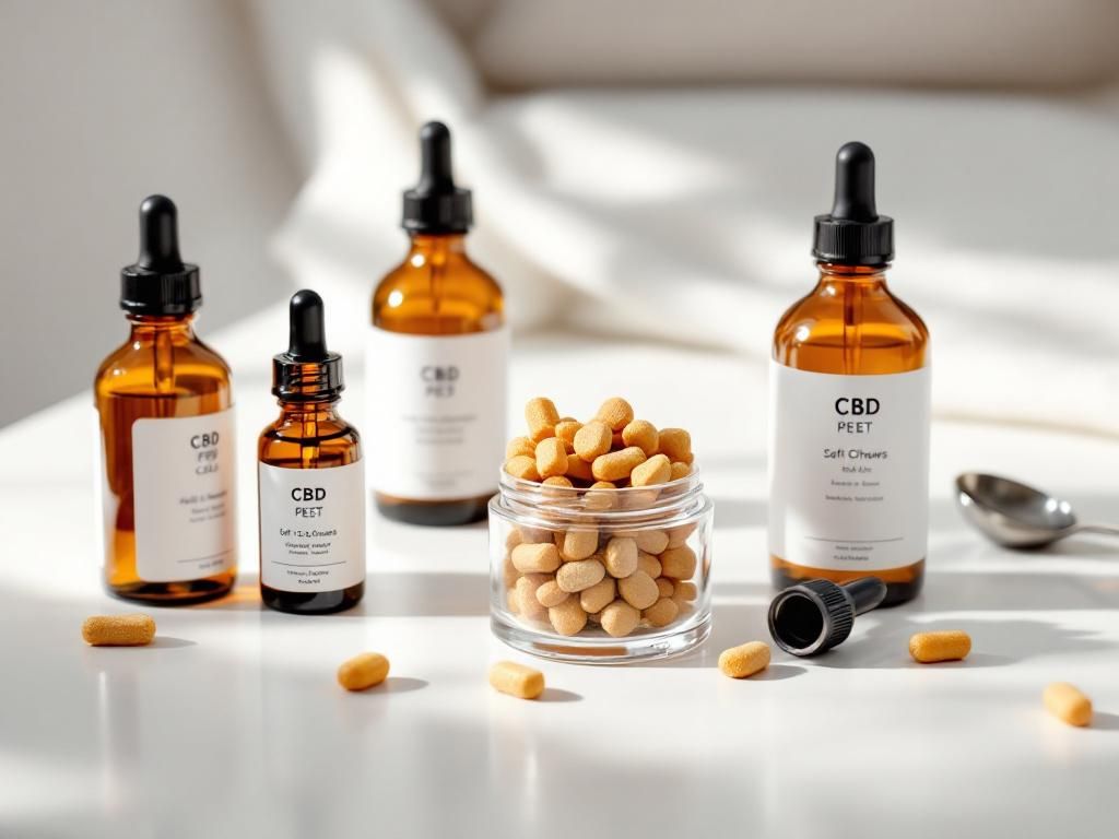 Various CBD products for pets displayed