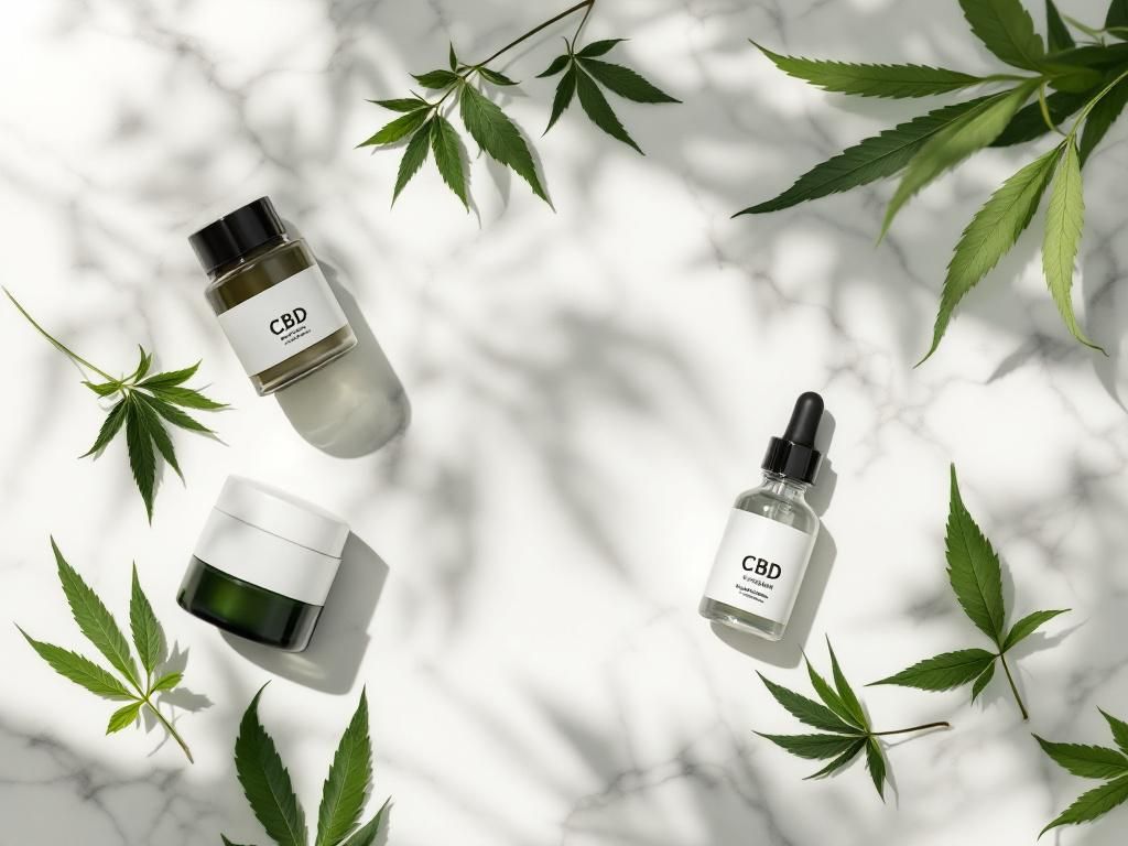 Collection of CBD skincare products