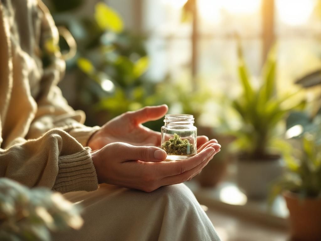 Person using CBD flower for wellness