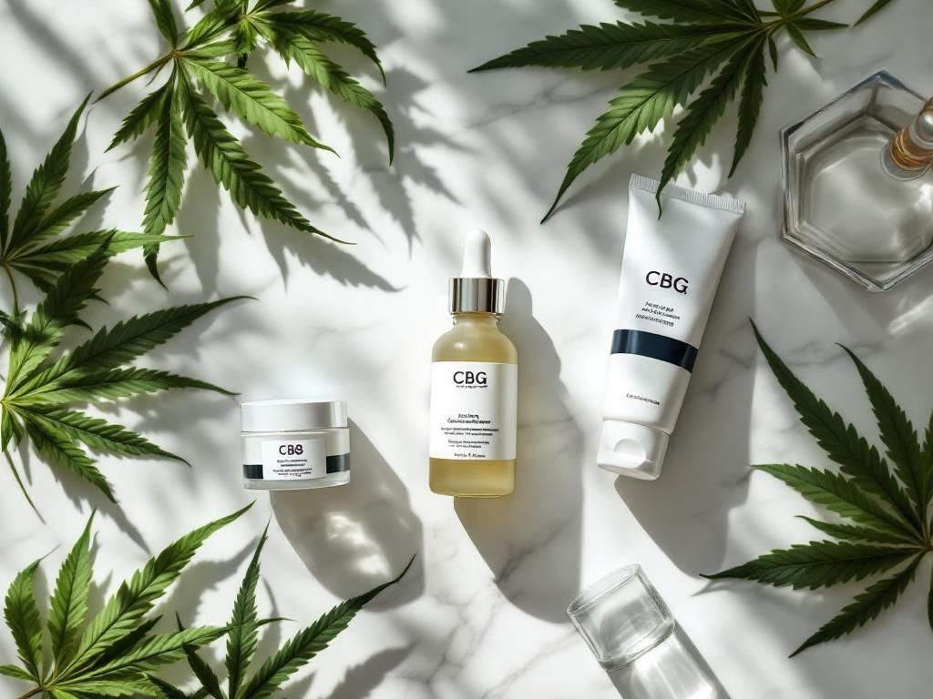 Collection of CBG skincare products arrangement