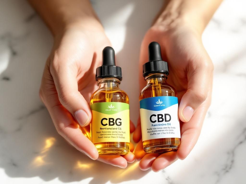 CBG and CBD oil bottles comparison