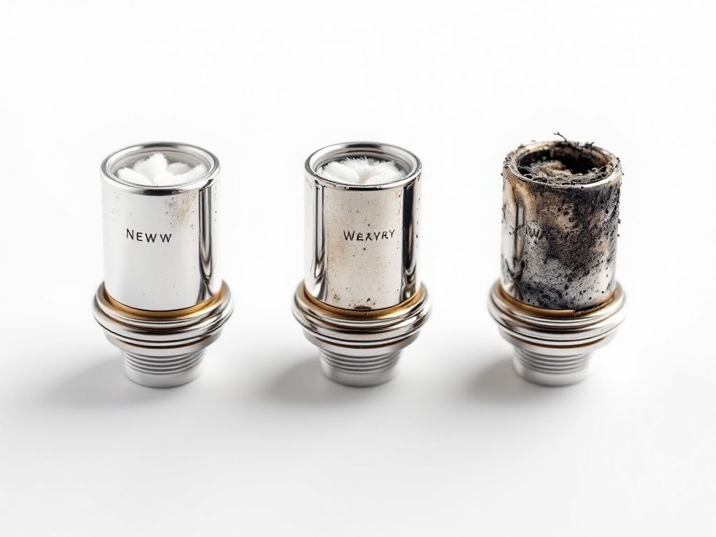 Vape coils showing different wear stages