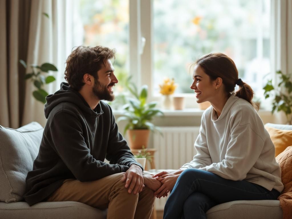 Couple having meaningful conversation together