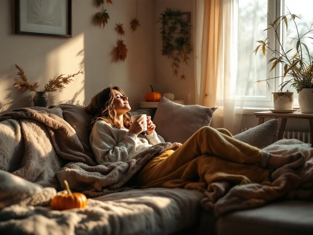 Cozy autumn evening relaxation scene