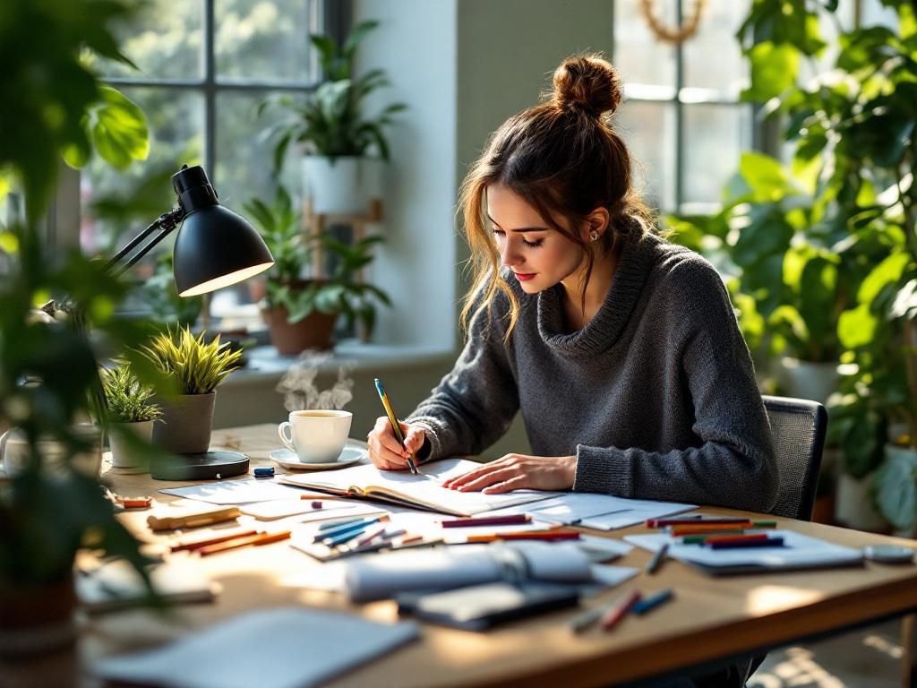 Creative workspace with enhanced focus