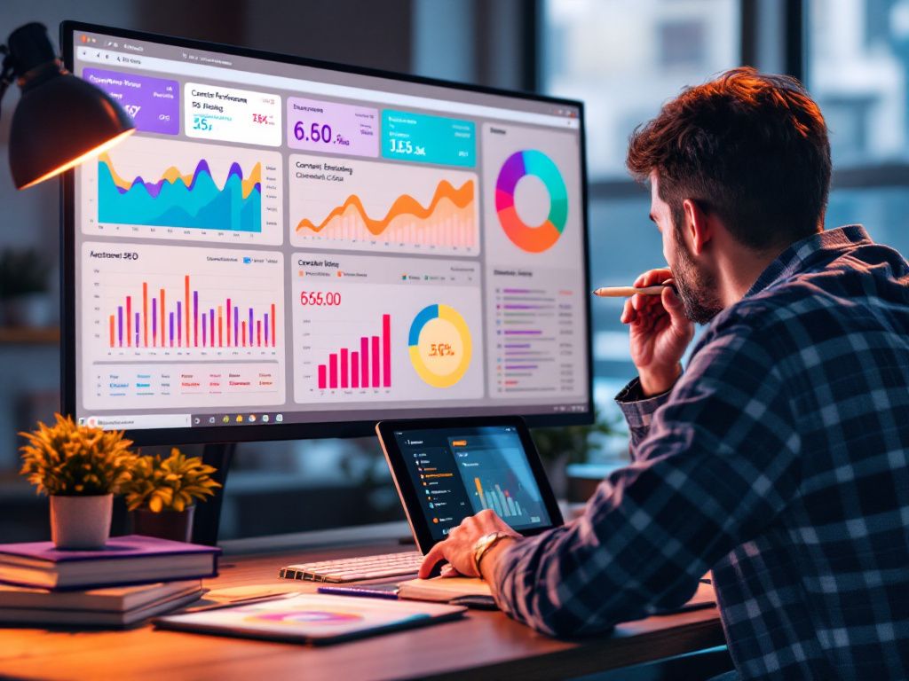 Professional analyzing SEO content performance data