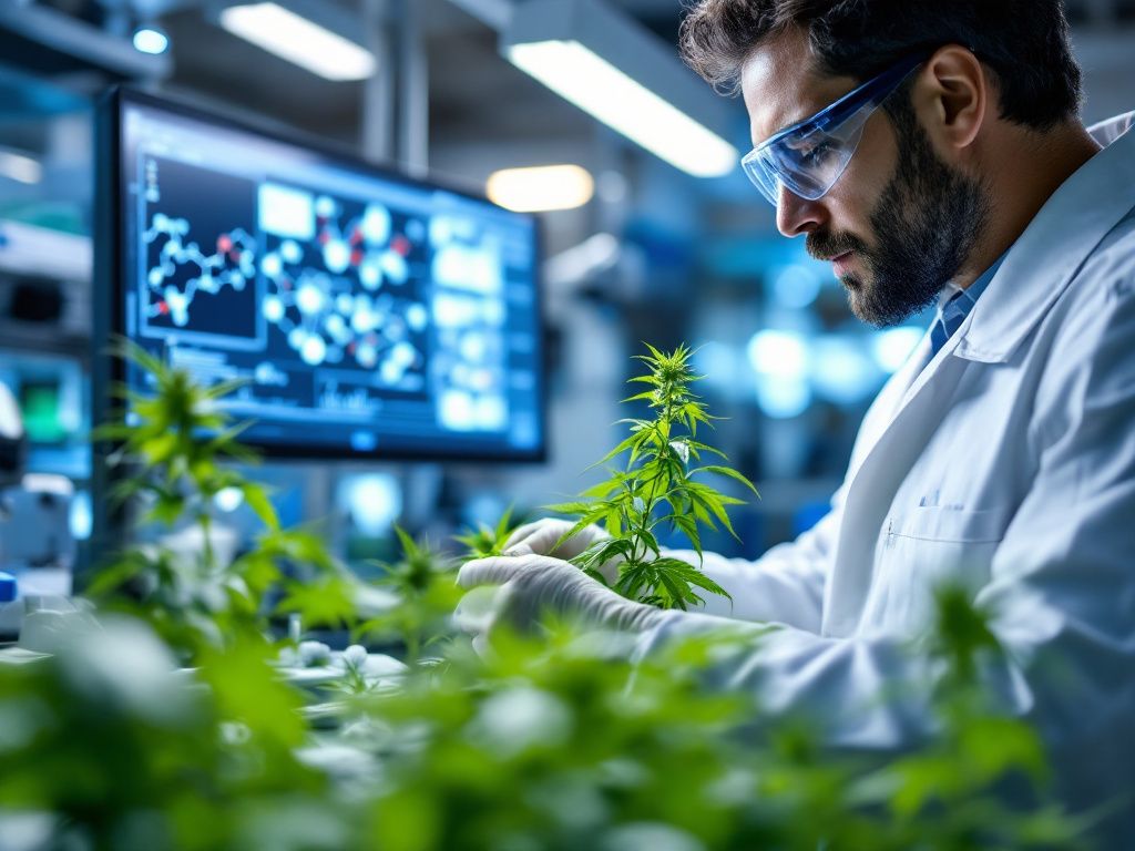 Scientist studying Delta-8 THC molecular structure