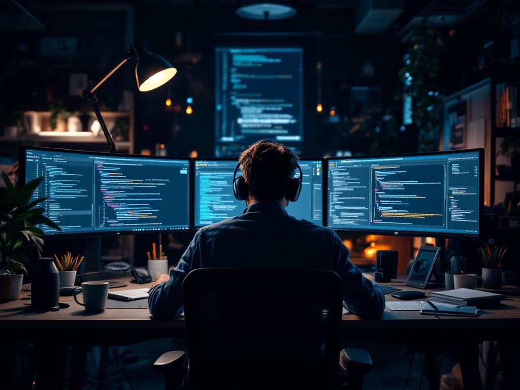 Developer working on complex coding challenges