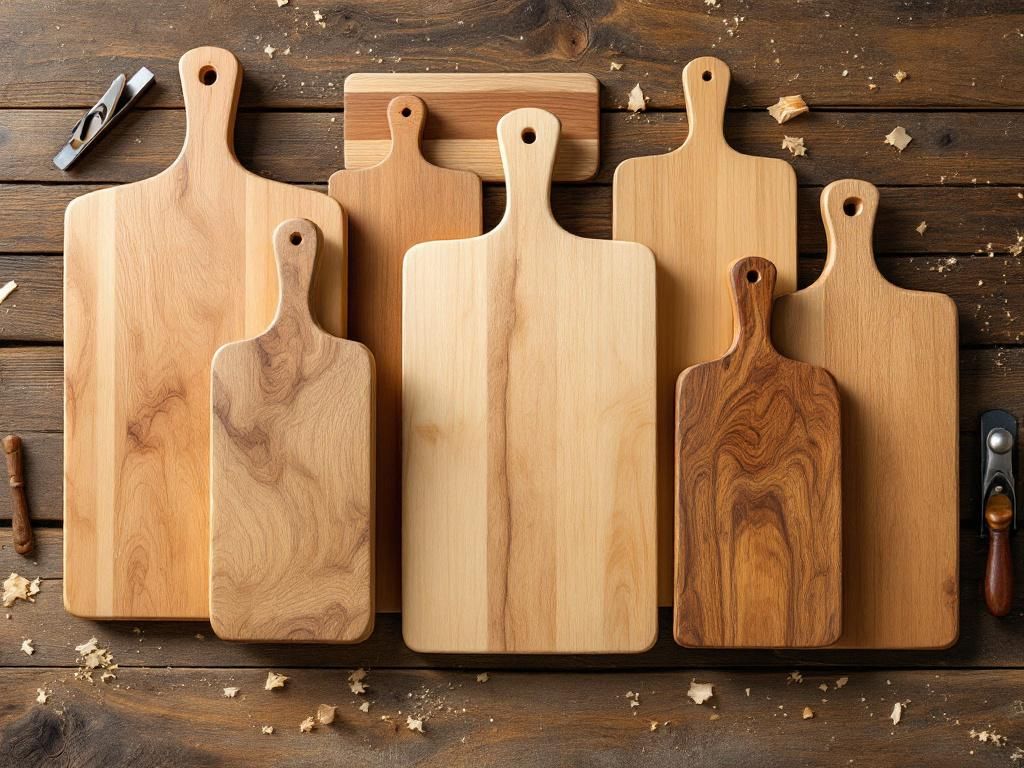 Various wooden cutting board types and wood species