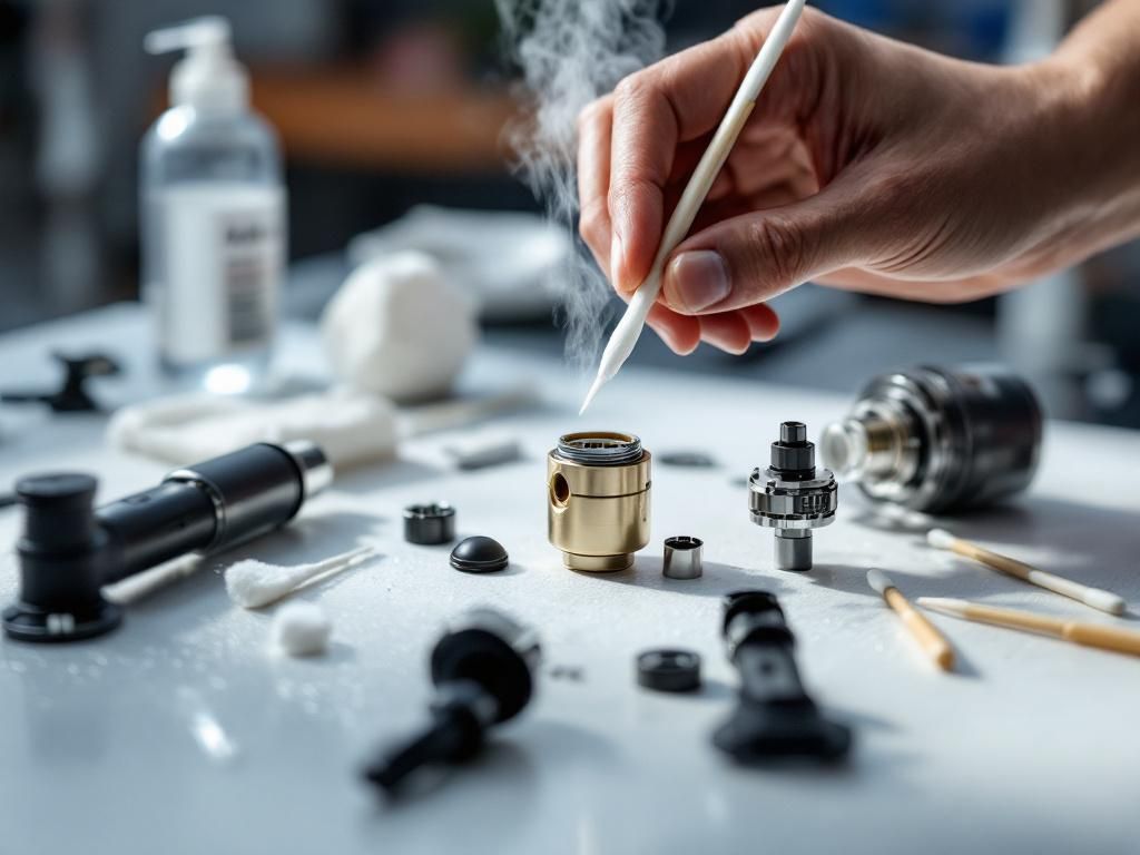 Vaporizer maintenance and cleaning supplies arranged