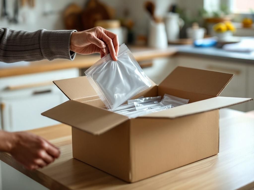 Customer opening discreet cannabis delivery package
